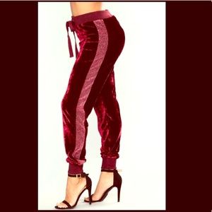 Wine red velour sweatpants